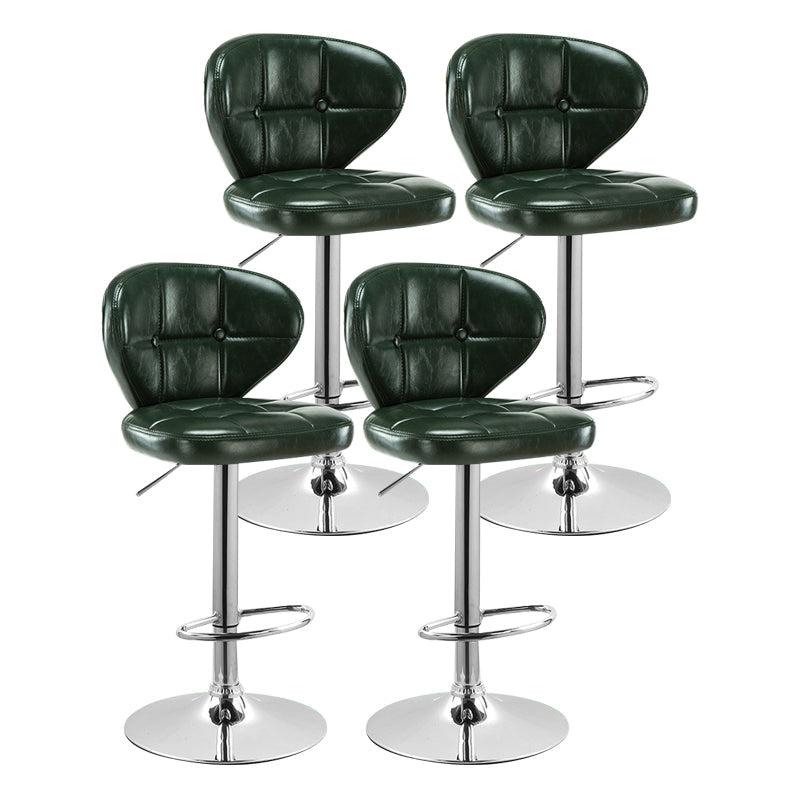 Modern Rotatable Backrest Counter Stool Steel Cashier Bar Stool with Cushion and Pedal Blackish Green Silver 4 Piece Set Clearhalo 'Bar Furniture' 'Bar Stools' 'bar_stools' 'furn' 'furn_bar_stools' 'Furniture' 'furniture_bar_stools' 'Kitchen & Dining Furniture' 4940316