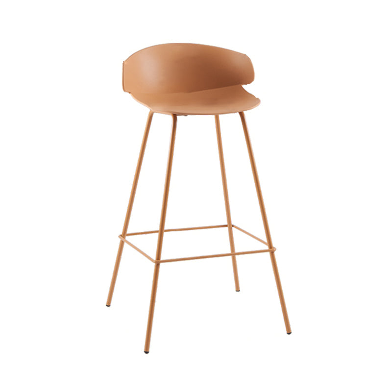 Scandinavian Matte Finish Metal Bar Stool Milk Tea Shop Footrest Stool Orange 1 Piece Clearhalo 'Bar Furniture' 'Bar Stools' 'bar_stools' 'furn' 'furn_bar_stools' 'Furniture' 'furniture_bar_stools' 'Kitchen & Dining Furniture' 4940325