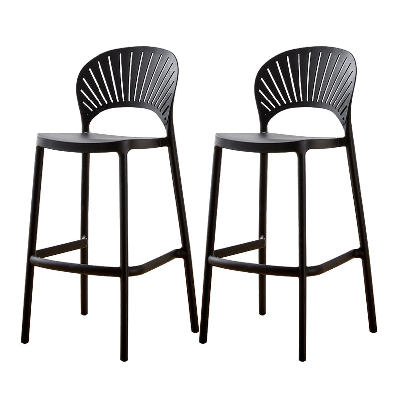 Scandinavian Home Stackable Stool Matte Finish Plastic Barstool Black 2 Piece Set Counter Stool(26"H) Clearhalo 'Bar Furniture' 'Bar Stools' 'bar_stools' 'furn' 'furn_bar_stools' 'Furniture' 'furniture_bar_stools' 'Kitchen & Dining Furniture' 4940351