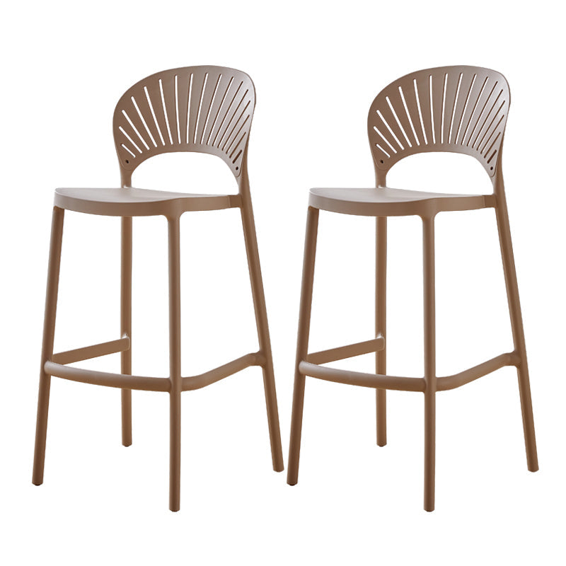 Scandinavian Home Stackable Stool Matte Finish Plastic Barstool Pink 2 Piece Set Counter Stool(26"H) Clearhalo 'Bar Furniture' 'Bar Stools' 'bar_stools' 'furn' 'furn_bar_stools' 'Furniture' 'furniture_bar_stools' 'Kitchen & Dining Furniture' 4940358