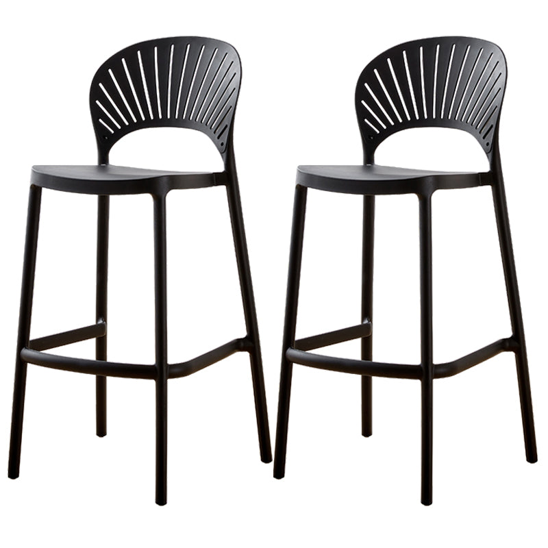 Scandinavian Home Stackable Stool Matte Finish Plastic Barstool Black 2 Piece Set Bar Stool(30"H) Clearhalo 'Bar Furniture' 'Bar Stools' 'bar_stools' 'furn' 'furn_bar_stools' 'Furniture' 'furniture_bar_stools' 'Kitchen & Dining Furniture' 4940364