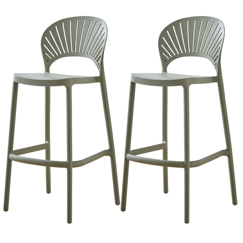 Scandinavian Home Stackable Stool Matte Finish Plastic Barstool Green 2 Piece Set Bar Stool(30"H) Clearhalo 'Bar Furniture' 'Bar Stools' 'bar_stools' 'furn' 'furn_bar_stools' 'Furniture' 'furniture_bar_stools' 'Kitchen & Dining Furniture' 4940368