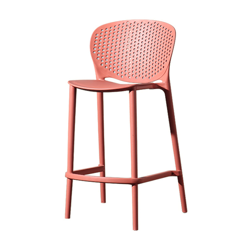 Scandinavian Matte Finish Milk Tea Shop Stool Plastic Footrest Barstool Red 1 Piece Counter Stool(26"H) Clearhalo 'Bar Furniture' 'Bar Stools' 'bar_stools' 'furn' 'furn_bar_stools' 'Furniture' 'furniture_bar_stools' 'Kitchen & Dining Furniture' 4940491