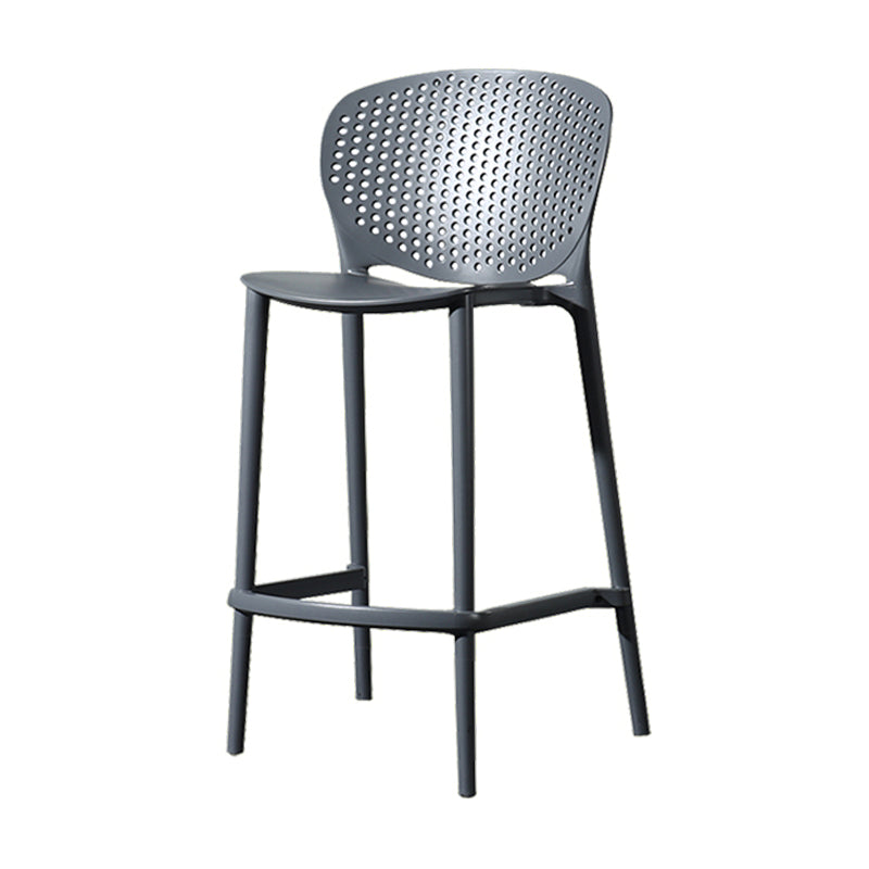 Scandinavian Matte Finish Milk Tea Shop Stool Plastic Footrest Barstool Black-Gray 1 Piece Counter Stool(26"H) Clearhalo 'Bar Furniture' 'Bar Stools' 'bar_stools' 'furn' 'furn_bar_stools' 'Furniture' 'furniture_bar_stools' 'Kitchen & Dining Furniture' 4940495