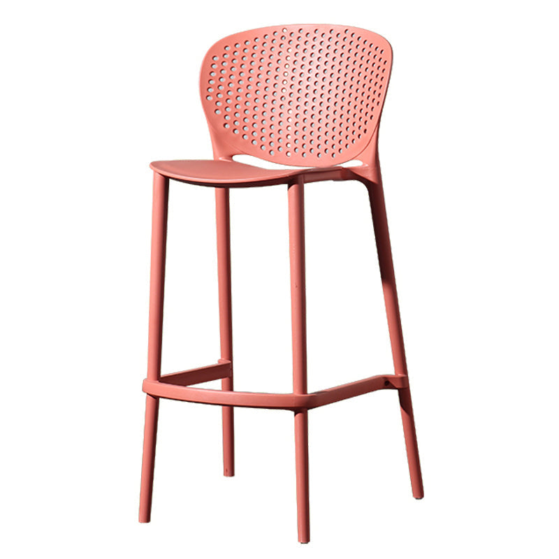 Scandinavian Matte Finish Milk Tea Shop Stool Plastic Footrest Barstool Red 1 Piece Bar Stool(30"H) Clearhalo 'Bar Furniture' 'Bar Stools' 'bar_stools' 'furn' 'furn_bar_stools' 'Furniture' 'furniture_bar_stools' 'Kitchen & Dining Furniture' 4940505