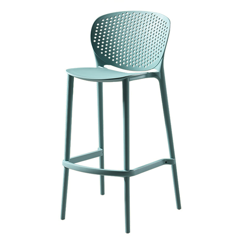 Scandinavian Matte Finish Milk Tea Shop Stool Plastic Footrest Barstool Blue 1 Piece Bar Stool(30"H) Clearhalo 'Bar Furniture' 'Bar Stools' 'bar_stools' 'furn' 'furn_bar_stools' 'Furniture' 'furniture_bar_stools' 'Kitchen & Dining Furniture' 4940509