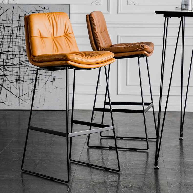 Scandinavian Low Back Home Stool Matte Finish Upholstered Barstool Clearhalo 'Bar Furniture' 'Bar Stools' 'bar_stools' 'furn' 'furn_bar_stools' 'Furniture' 'furniture_bar_stools' 'Kitchen & Dining Furniture' 4940592