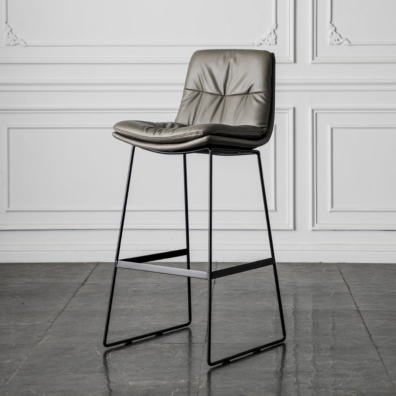 Scandinavian Low Back Home Stool Matte Finish Upholstered Barstool Dark Gray 1 Piece Bar Stool(30"H) Clearhalo 'Bar Furniture' 'Bar Stools' 'bar_stools' 'furn' 'furn_bar_stools' 'Furniture' 'furniture_bar_stools' 'Kitchen & Dining Furniture' 4940593