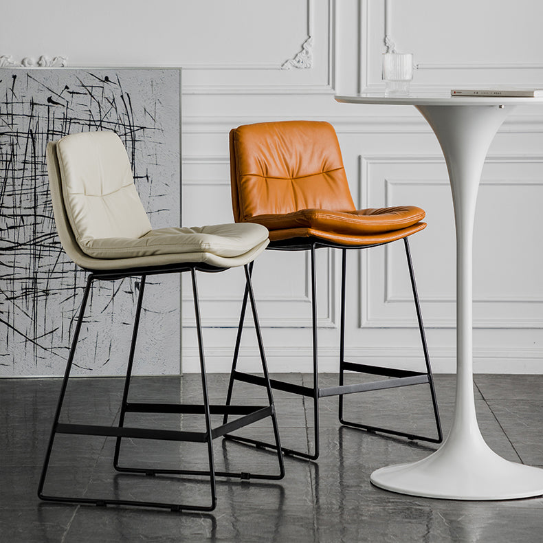Scandinavian Low Back Home Stool Matte Finish Upholstered Barstool Clearhalo 'Bar Furniture' 'Bar Stools' 'bar_stools' 'furn' 'furn_bar_stools' 'Furniture' 'furniture_bar_stools' 'Kitchen & Dining Furniture' 4940594