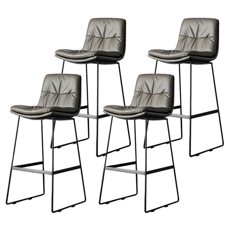 Scandinavian Low Back Home Stool Matte Finish Upholstered Barstool Dark Gray 4 Piece Set Bar Stool(30"H) Clearhalo 'Bar Furniture' 'Bar Stools' 'bar_stools' 'furn' 'furn_bar_stools' 'Furniture' 'furniture_bar_stools' 'Kitchen & Dining Furniture' 4940597