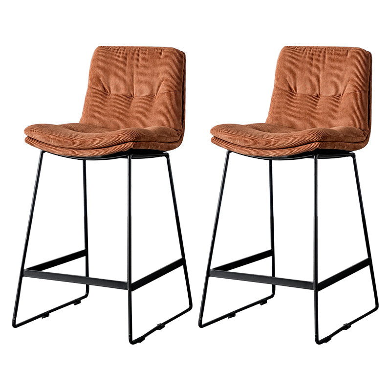 Scandinavian Low Back Home Stool Matte Finish Upholstered Barstool Red Brown 2 Piece Set Counter Stool(26"H) Clearhalo 'Bar Furniture' 'Bar Stools' 'bar_stools' 'furn' 'furn_bar_stools' 'Furniture' 'furniture_bar_stools' 'Kitchen & Dining Furniture' 4940600