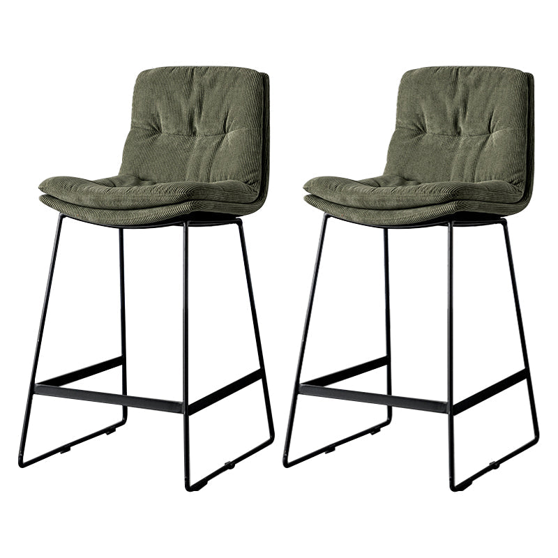 Scandinavian Low Back Home Stool Matte Finish Upholstered Barstool Blackish Green 2 Piece Set Counter Stool(26"H) Clearhalo 'Bar Furniture' 'Bar Stools' 'bar_stools' 'furn' 'furn_bar_stools' 'Furniture' 'furniture_bar_stools' 'Kitchen & Dining Furniture' 4940607