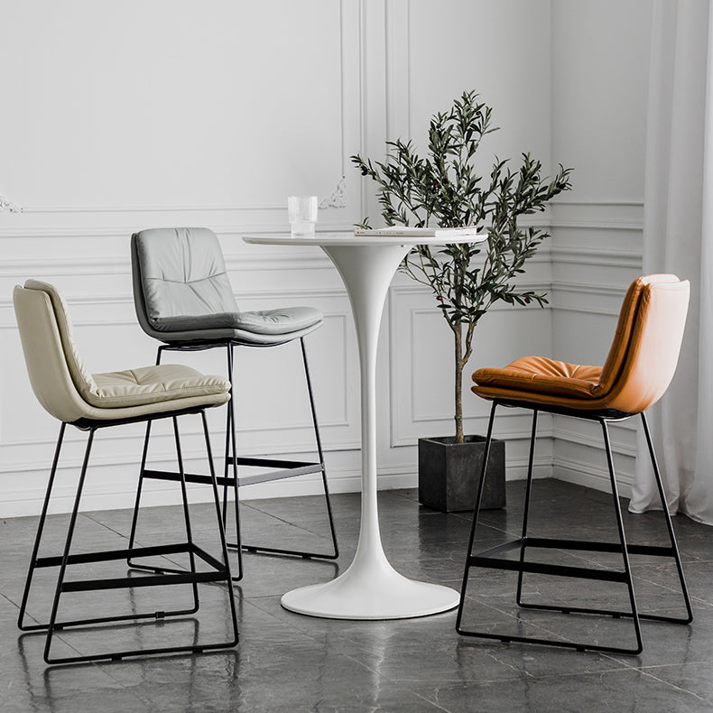 Scandinavian Low Back Home Stool Matte Finish Upholstered Barstool Clearhalo 'Bar Furniture' 'Bar Stools' 'bar_stools' 'furn' 'furn_bar_stools' 'Furniture' 'furniture_bar_stools' 'Kitchen & Dining Furniture' 4940610
