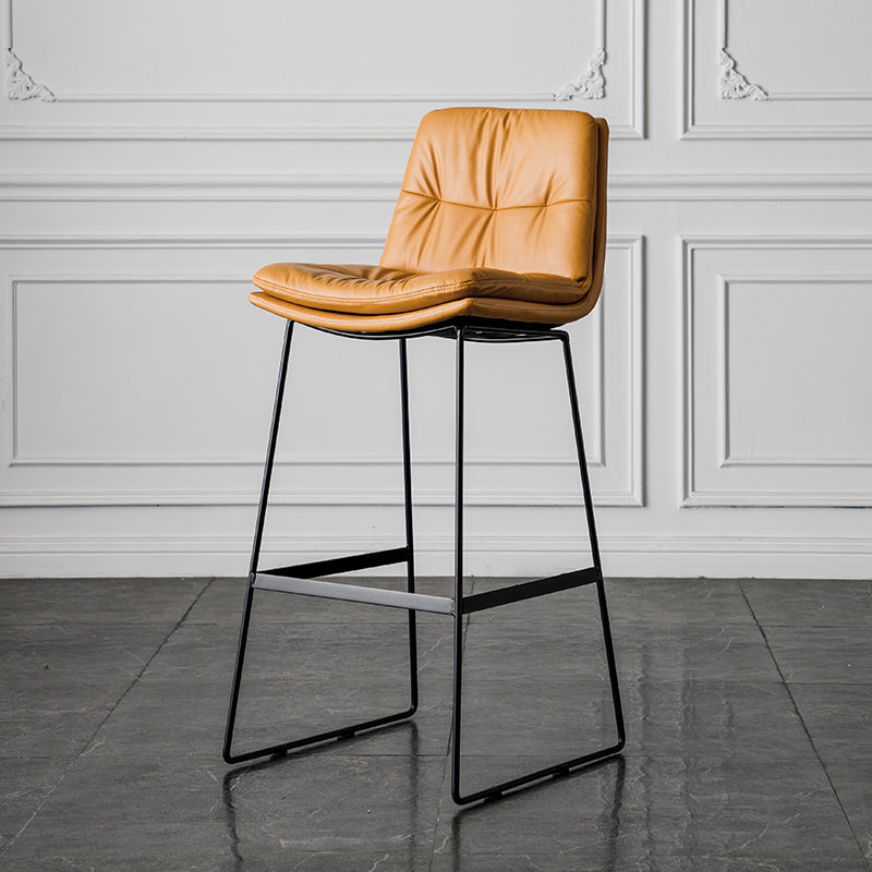 Scandinavian Low Back Home Stool Matte Finish Upholstered Barstool Orange 1 Piece Bar Stool(30"H) Clearhalo 'Bar Furniture' 'Bar Stools' 'bar_stools' 'furn' 'furn_bar_stools' 'Furniture' 'furniture_bar_stools' 'Kitchen & Dining Furniture' 4940611