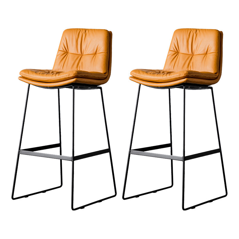 Scandinavian Low Back Home Stool Matte Finish Upholstered Barstool Orange 2 Piece Set Bar Stool(30"H) Clearhalo 'Bar Furniture' 'Bar Stools' 'bar_stools' 'furn' 'furn_bar_stools' 'Furniture' 'furniture_bar_stools' 'Kitchen & Dining Furniture' 4940613