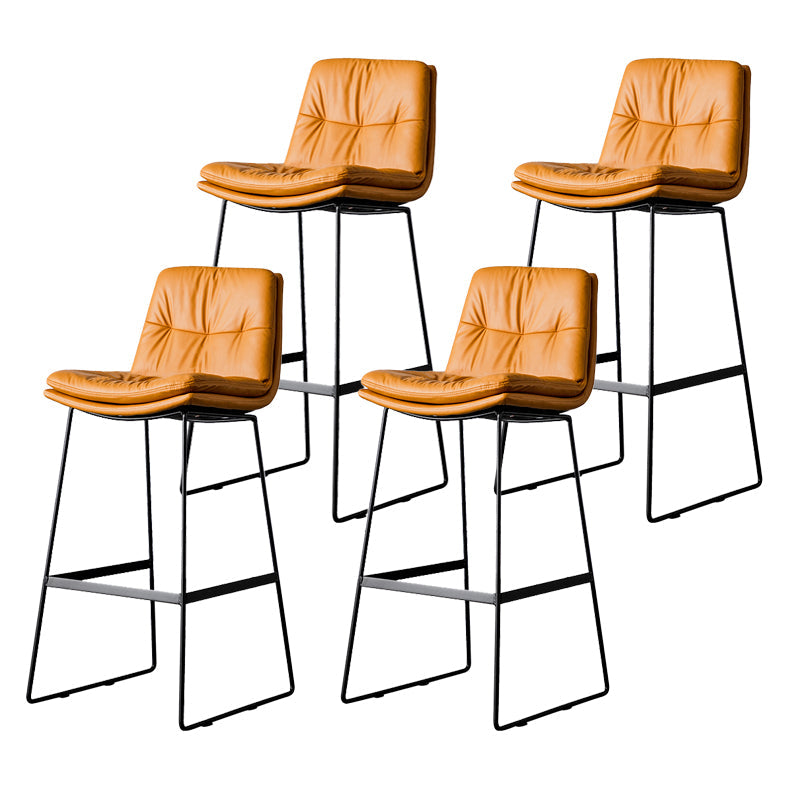 Scandinavian Low Back Home Stool Matte Finish Upholstered Barstool Orange 4 Piece Set Bar Stool(30"H) Clearhalo 'Bar Furniture' 'Bar Stools' 'bar_stools' 'furn' 'furn_bar_stools' 'Furniture' 'furniture_bar_stools' 'Kitchen & Dining Furniture' 4940615