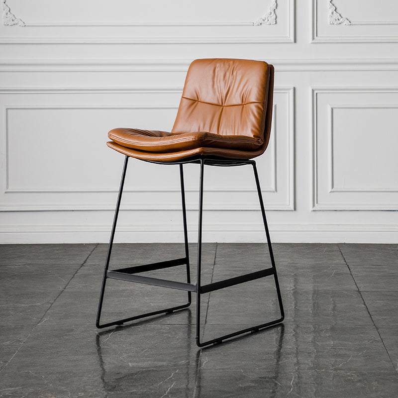 Scandinavian Low Back Home Stool Matte Finish Upholstered Barstool Brown 1 Piece Counter Stool(26"H) Clearhalo 'Bar Furniture' 'Bar Stools' 'bar_stools' 'furn' 'furn_bar_stools' 'Furniture' 'furniture_bar_stools' 'Kitchen & Dining Furniture' 4940620