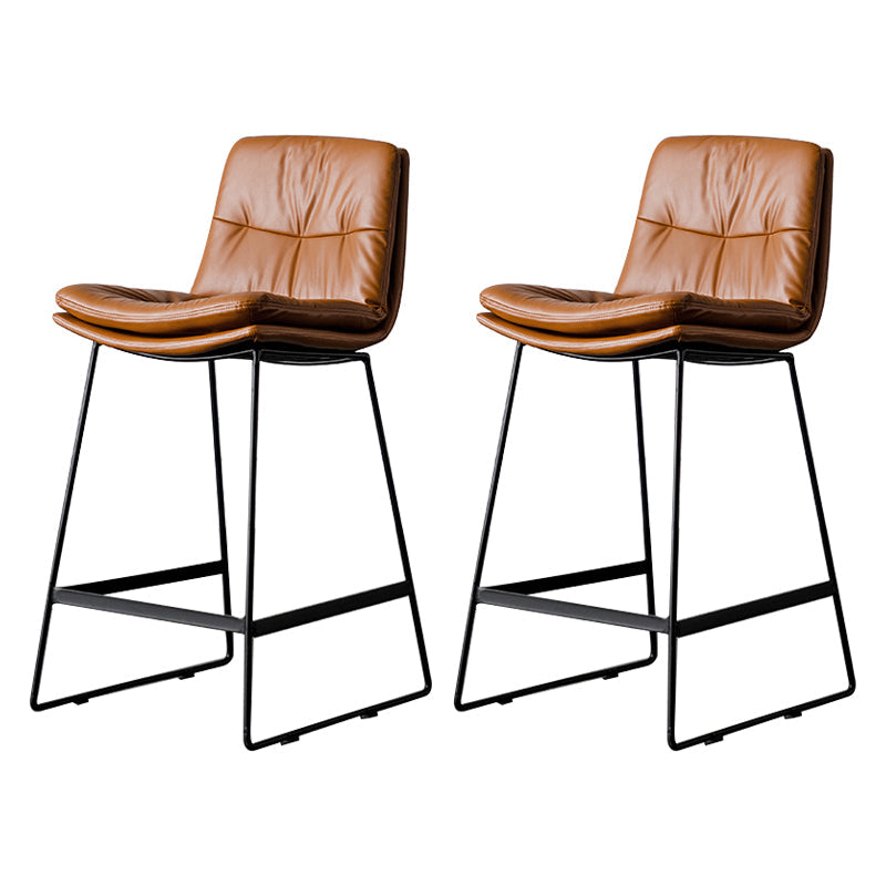 Scandinavian Low Back Home Stool Matte Finish Upholstered Barstool Brown 2 Piece Set Counter Stool(26"H) Clearhalo 'Bar Furniture' 'Bar Stools' 'bar_stools' 'furn' 'furn_bar_stools' 'Furniture' 'furniture_bar_stools' 'Kitchen & Dining Furniture' 4940621