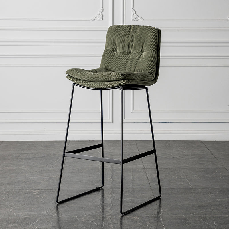 Scandinavian Low Back Home Stool Matte Finish Upholstered Barstool Blackish Green 1 Piece Bar Stool(30"H) Clearhalo 'Bar Furniture' 'Bar Stools' 'bar_stools' 'furn' 'furn_bar_stools' 'Furniture' 'furniture_bar_stools' 'Kitchen & Dining Furniture' 4940623