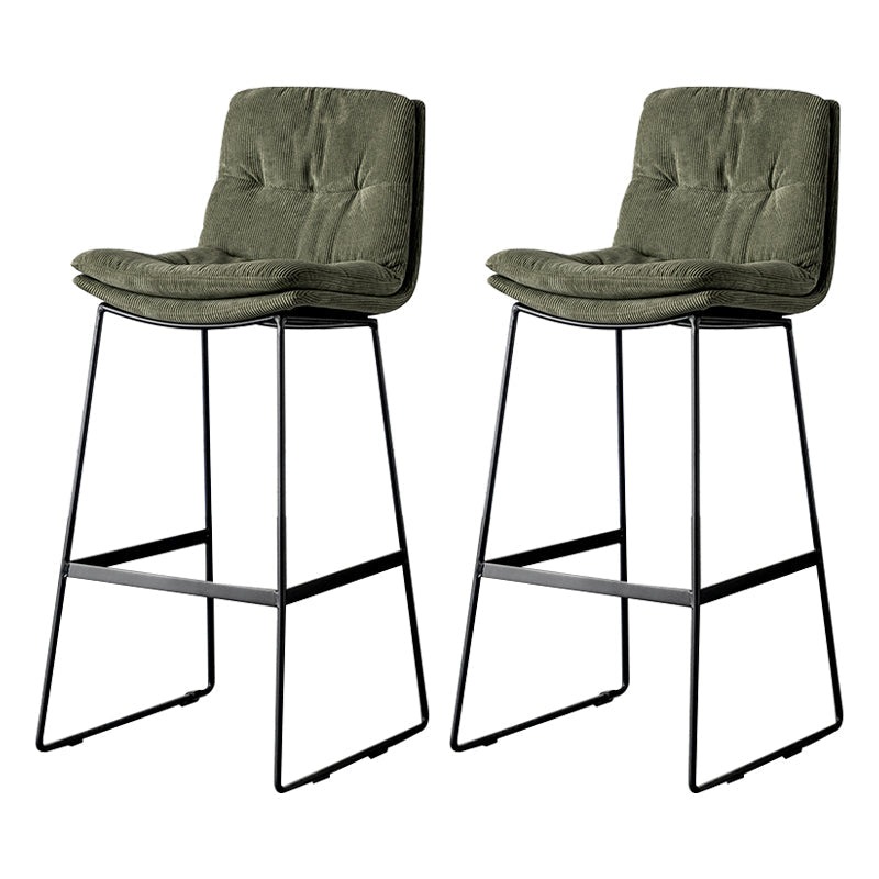 Scandinavian Low Back Home Stool Matte Finish Upholstered Barstool Blackish Green 2 Piece Set Bar Stool(30"H) Clearhalo 'Bar Furniture' 'Bar Stools' 'bar_stools' 'furn' 'furn_bar_stools' 'Furniture' 'furniture_bar_stools' 'Kitchen & Dining Furniture' 4940624