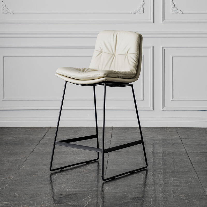 Scandinavian Low Back Home Stool Matte Finish Upholstered Barstool Beige 1 Piece Counter Stool(26"H) Clearhalo 'Bar Furniture' 'Bar Stools' 'bar_stools' 'furn' 'furn_bar_stools' 'Furniture' 'furniture_bar_stools' 'Kitchen & Dining Furniture' 4940626