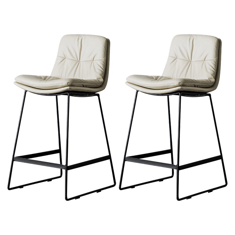Scandinavian Low Back Home Stool Matte Finish Upholstered Barstool Beige 2 Piece Set Counter Stool(26"H) Clearhalo 'Bar Furniture' 'Bar Stools' 'bar_stools' 'furn' 'furn_bar_stools' 'Furniture' 'furniture_bar_stools' 'Kitchen & Dining Furniture' 4940627