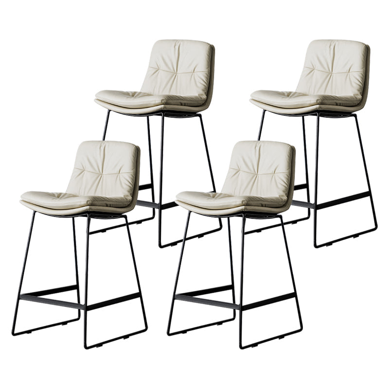 Scandinavian Low Back Home Stool Matte Finish Upholstered Barstool Beige 4 Piece Set Counter Stool(26"H) Clearhalo 'Bar Furniture' 'Bar Stools' 'bar_stools' 'furn' 'furn_bar_stools' 'Furniture' 'furniture_bar_stools' 'Kitchen & Dining Furniture' 4940628