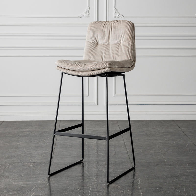 Scandinavian Low Back Home Stool Matte Finish Upholstered Barstool Off-White 1 Piece Bar Stool(30"H) Clearhalo 'Bar Furniture' 'Bar Stools' 'bar_stools' 'furn' 'furn_bar_stools' 'Furniture' 'furniture_bar_stools' 'Kitchen & Dining Furniture' 4940629