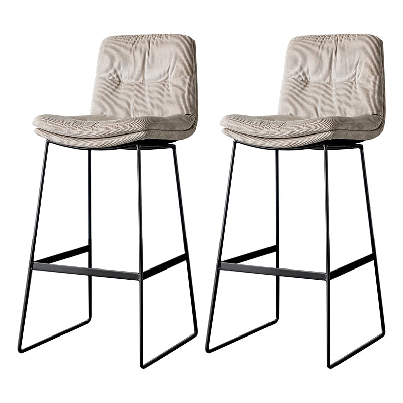 Scandinavian Low Back Home Stool Matte Finish Upholstered Barstool Off-White 2 Piece Set Bar Stool(30"H) Clearhalo 'Bar Furniture' 'Bar Stools' 'bar_stools' 'furn' 'furn_bar_stools' 'Furniture' 'furniture_bar_stools' 'Kitchen & Dining Furniture' 4940630