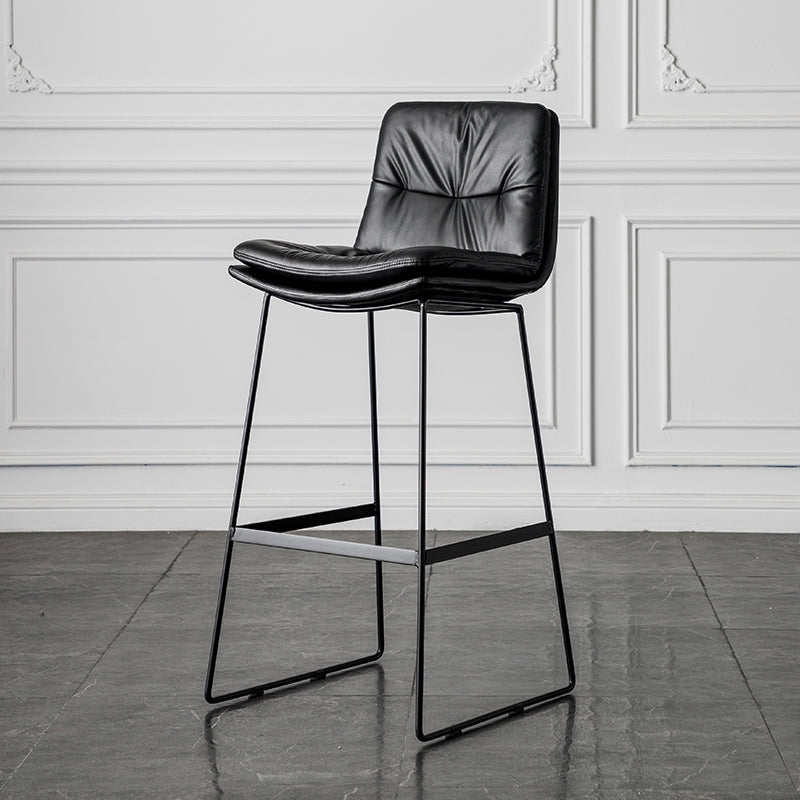 Scandinavian Low Back Home Stool Matte Finish Upholstered Barstool Black 1 Piece Bar Stool(30"H) Clearhalo 'Bar Furniture' 'Bar Stools' 'bar_stools' 'furn' 'furn_bar_stools' 'Furniture' 'furniture_bar_stools' 'Kitchen & Dining Furniture' 4940632