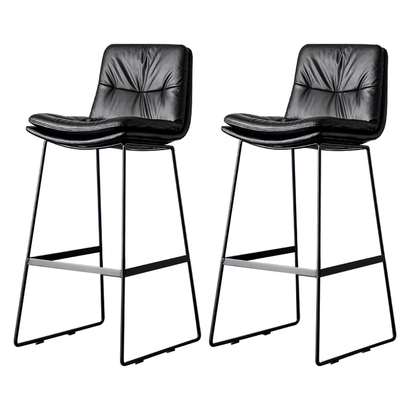 Scandinavian Low Back Home Stool Matte Finish Upholstered Barstool Black 2 Piece Set Bar Stool(30"H) Clearhalo 'Bar Furniture' 'Bar Stools' 'bar_stools' 'furn' 'furn_bar_stools' 'Furniture' 'furniture_bar_stools' 'Kitchen & Dining Furniture' 4940633