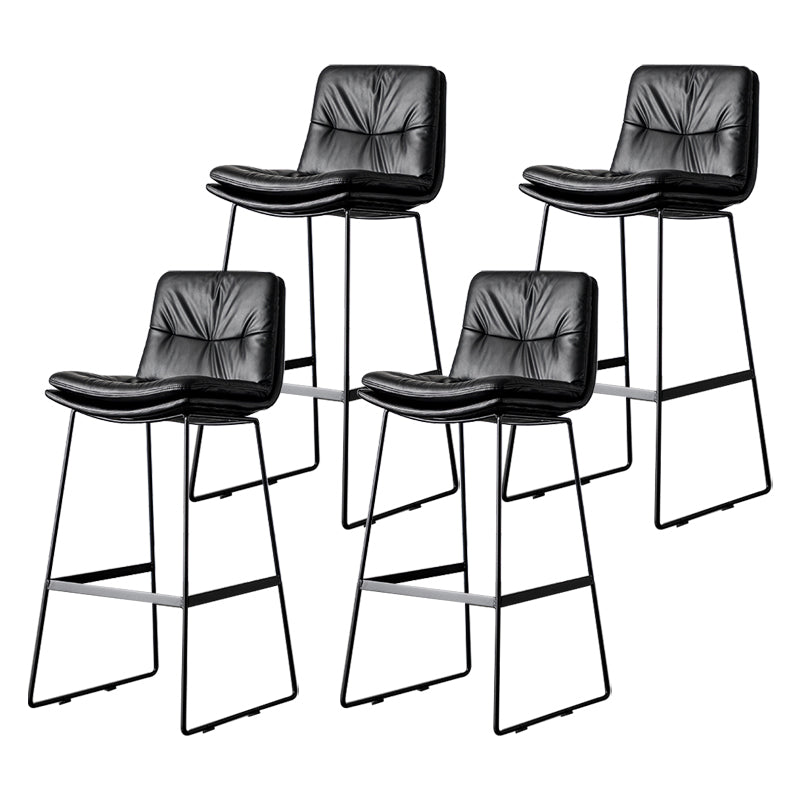 Scandinavian Low Back Home Stool Matte Finish Upholstered Barstool Black 4 Piece Set Bar Stool(30"H) Clearhalo 'Bar Furniture' 'Bar Stools' 'bar_stools' 'furn' 'furn_bar_stools' 'Furniture' 'furniture_bar_stools' 'Kitchen & Dining Furniture' 4940634
