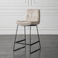 Scandinavian Low Back Home Stool Matte Finish Upholstered Barstool Off-White 1 Piece Counter Stool(26"H) Clearhalo 'Bar Furniture' 'Bar Stools' 'bar_stools' 'furn' 'furn_bar_stools' 'Furniture' 'furniture_bar_stools' 'Kitchen & Dining Furniture' 4940635