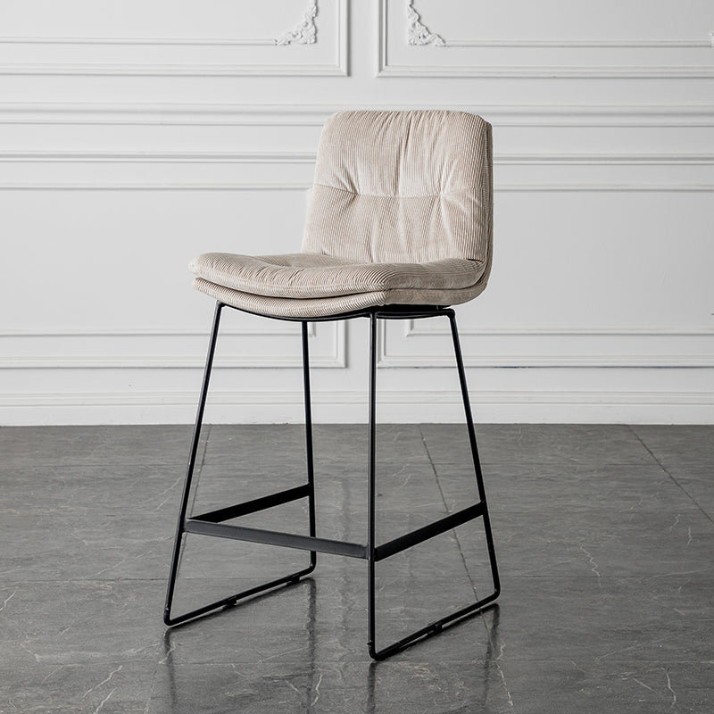 Scandinavian Low Back Home Stool Matte Finish Upholstered Barstool Off-White 1 Piece Counter Stool(26"H) Clearhalo 'Bar Furniture' 'Bar Stools' 'bar_stools' 'furn' 'furn_bar_stools' 'Furniture' 'furniture_bar_stools' 'Kitchen & Dining Furniture' 4940635