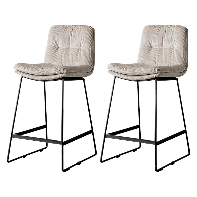 Scandinavian Low Back Home Stool Matte Finish Upholstered Barstool Off-White 2 Piece Set Counter Stool(26"H) Clearhalo 'Bar Furniture' 'Bar Stools' 'bar_stools' 'furn' 'furn_bar_stools' 'Furniture' 'furniture_bar_stools' 'Kitchen & Dining Furniture' 4940636