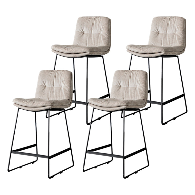 Scandinavian Low Back Home Stool Matte Finish Upholstered Barstool Off-White 4 Piece Set Counter Stool(26"H) Clearhalo 'Bar Furniture' 'Bar Stools' 'bar_stools' 'furn' 'furn_bar_stools' 'Furniture' 'furniture_bar_stools' 'Kitchen & Dining Furniture' 4940637