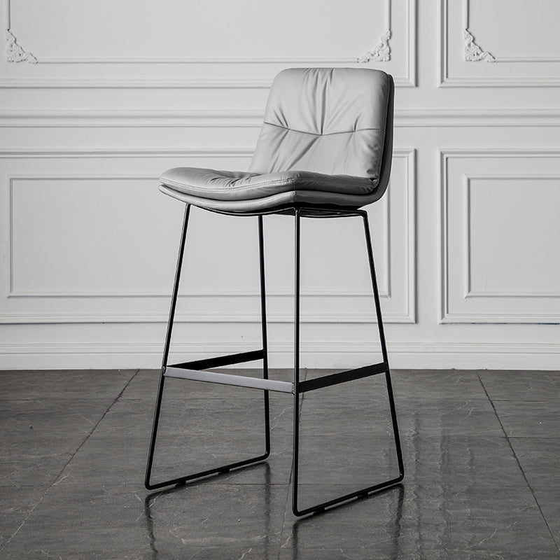 Scandinavian Low Back Home Stool Matte Finish Upholstered Barstool Light Gray 1 Piece Bar Stool(30"H) Clearhalo 'Bar Furniture' 'Bar Stools' 'bar_stools' 'furn' 'furn_bar_stools' 'Furniture' 'furniture_bar_stools' 'Kitchen & Dining Furniture' 4940641