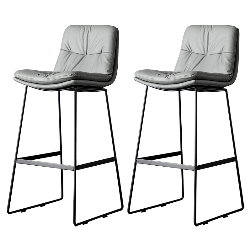 Scandinavian Low Back Home Stool Matte Finish Upholstered Barstool Light Gray 2 Piece Set Bar Stool(30"H) Clearhalo 'Bar Furniture' 'Bar Stools' 'bar_stools' 'furn' 'furn_bar_stools' 'Furniture' 'furniture_bar_stools' 'Kitchen & Dining Furniture' 4940642