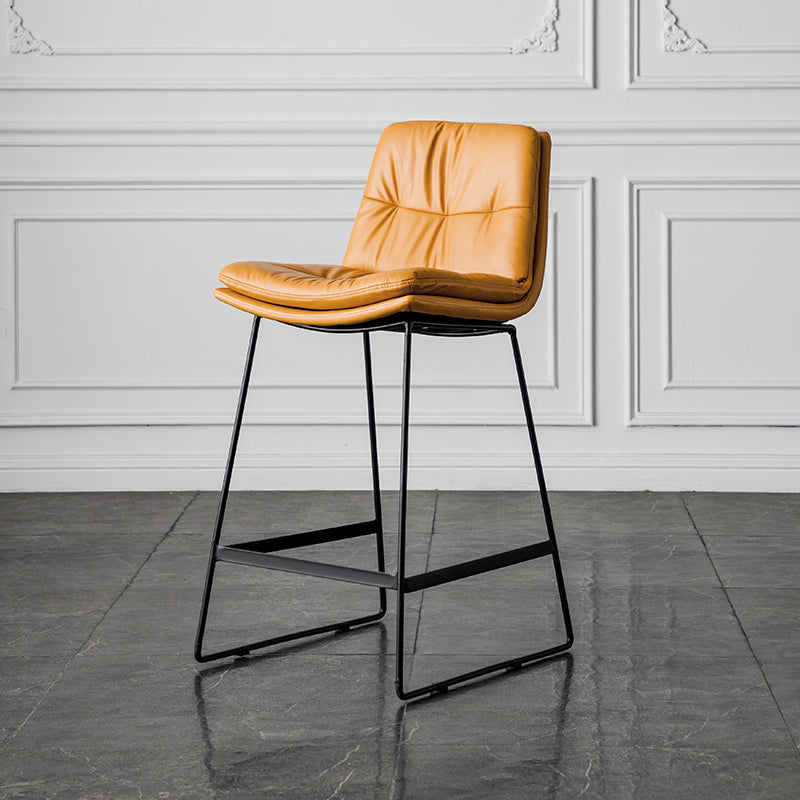 Scandinavian Low Back Home Stool Matte Finish Upholstered Barstool Orange 1 Piece Counter Stool(26"H) Clearhalo 'Bar Furniture' 'Bar Stools' 'bar_stools' 'furn' 'furn_bar_stools' 'Furniture' 'furniture_bar_stools' 'Kitchen & Dining Furniture' 4940644