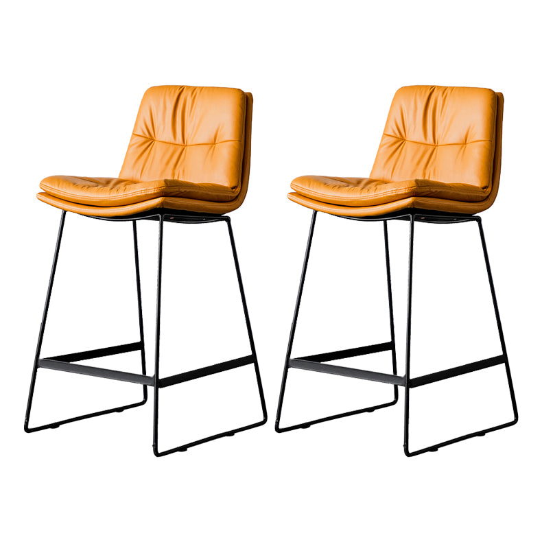Scandinavian Low Back Home Stool Matte Finish Upholstered Barstool Orange 2 Piece Set Counter Stool(26"H) Clearhalo 'Bar Furniture' 'Bar Stools' 'bar_stools' 'furn' 'furn_bar_stools' 'Furniture' 'furniture_bar_stools' 'Kitchen & Dining Furniture' 4940645