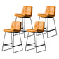 Scandinavian Low Back Home Stool Matte Finish Upholstered Barstool Orange 4 Piece Set Counter Stool(26"H) Clearhalo 'Bar Furniture' 'Bar Stools' 'bar_stools' 'furn' 'furn_bar_stools' 'Furniture' 'furniture_bar_stools' 'Kitchen & Dining Furniture' 4940646