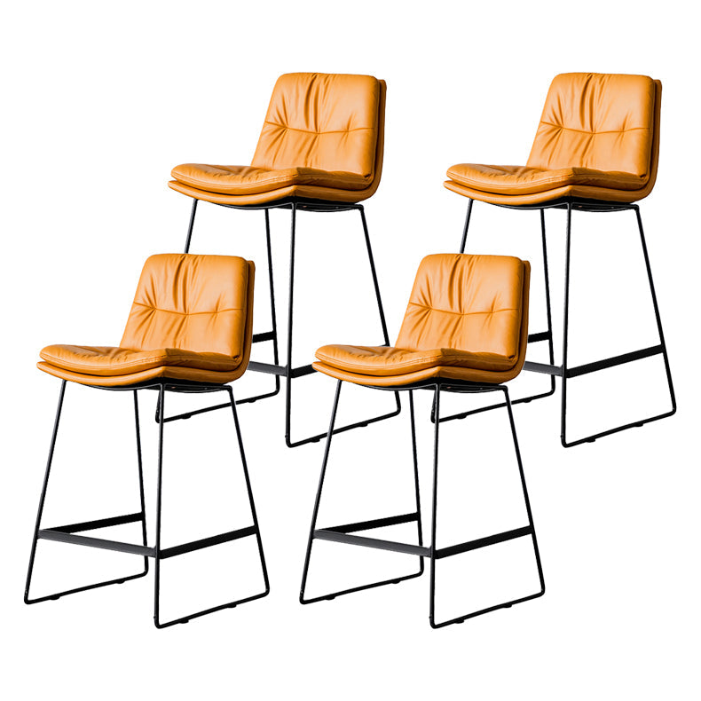 Scandinavian Low Back Home Stool Matte Finish Upholstered Barstool Orange 4 Piece Set Counter Stool(26"H) Clearhalo 'Bar Furniture' 'Bar Stools' 'bar_stools' 'furn' 'furn_bar_stools' 'Furniture' 'furniture_bar_stools' 'Kitchen & Dining Furniture' 4940646