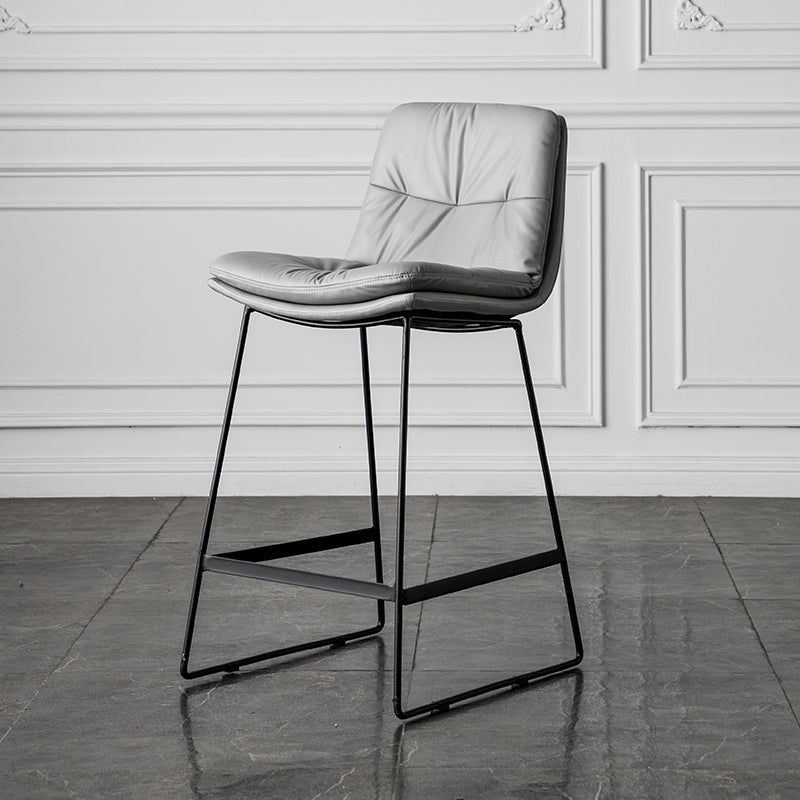 Scandinavian Low Back Home Stool Matte Finish Upholstered Barstool Light Gray 1 Piece Counter Stool(26"H) Clearhalo 'Bar Furniture' 'Bar Stools' 'bar_stools' 'furn' 'furn_bar_stools' 'Furniture' 'furniture_bar_stools' 'Kitchen & Dining Furniture' 4940647