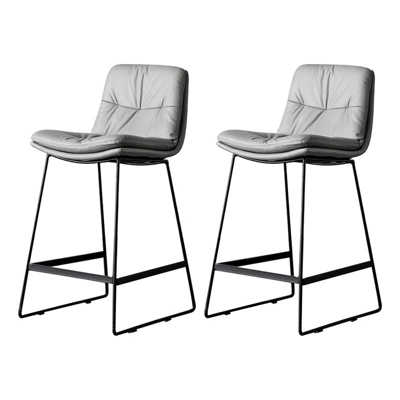 Scandinavian Low Back Home Stool Matte Finish Upholstered Barstool Light Gray 2 Piece Set Counter Stool(26"H) Clearhalo 'Bar Furniture' 'Bar Stools' 'bar_stools' 'furn' 'furn_bar_stools' 'Furniture' 'furniture_bar_stools' 'Kitchen & Dining Furniture' 4940648