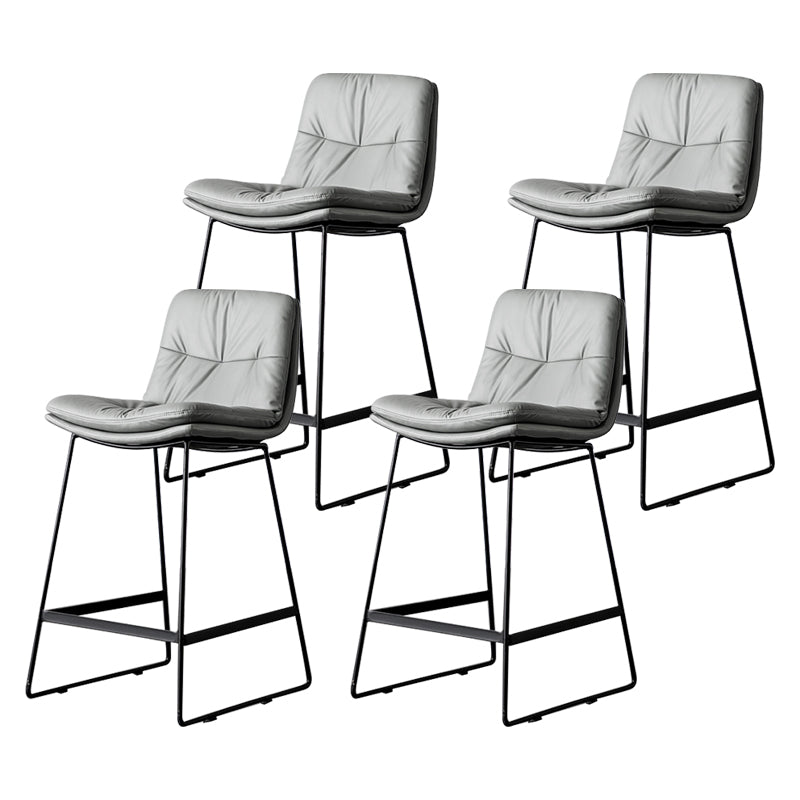 Scandinavian Low Back Home Stool Matte Finish Upholstered Barstool Light Gray 4 Piece Set Counter Stool(26"H) Clearhalo 'Bar Furniture' 'Bar Stools' 'bar_stools' 'furn' 'furn_bar_stools' 'Furniture' 'furniture_bar_stools' 'Kitchen & Dining Furniture' 4940649