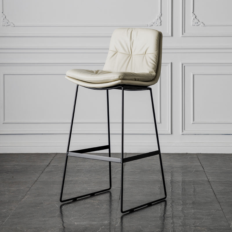 Scandinavian Low Back Home Stool Matte Finish Upholstered Barstool Beige 1 Piece Bar Stool(30"H) Clearhalo 'Bar Furniture' 'Bar Stools' 'bar_stools' 'furn' 'furn_bar_stools' 'Furniture' 'furniture_bar_stools' 'Kitchen & Dining Furniture' 4940653