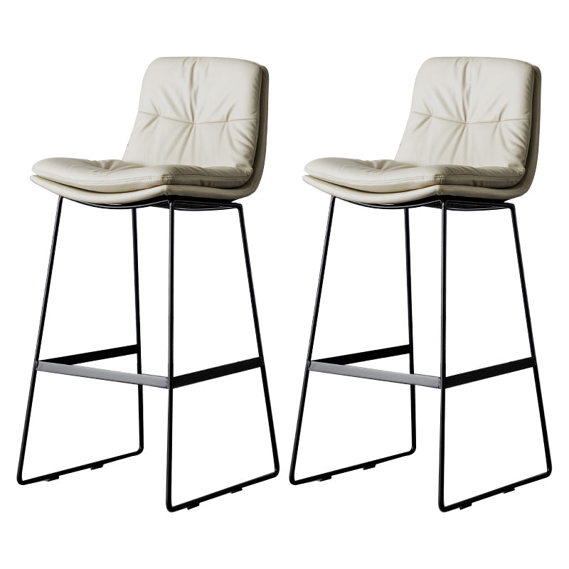 Scandinavian Low Back Home Stool Matte Finish Upholstered Barstool Beige 2 Piece Set Bar Stool(30"H) Clearhalo 'Bar Furniture' 'Bar Stools' 'bar_stools' 'furn' 'furn_bar_stools' 'Furniture' 'furniture_bar_stools' 'Kitchen & Dining Furniture' 4940654