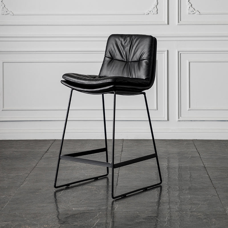 Scandinavian Low Back Home Stool Matte Finish Upholstered Barstool Black 1 Piece Counter Stool(26"H) Clearhalo 'Bar Furniture' 'Bar Stools' 'bar_stools' 'furn' 'furn_bar_stools' 'Furniture' 'furniture_bar_stools' 'Kitchen & Dining Furniture' 4940656