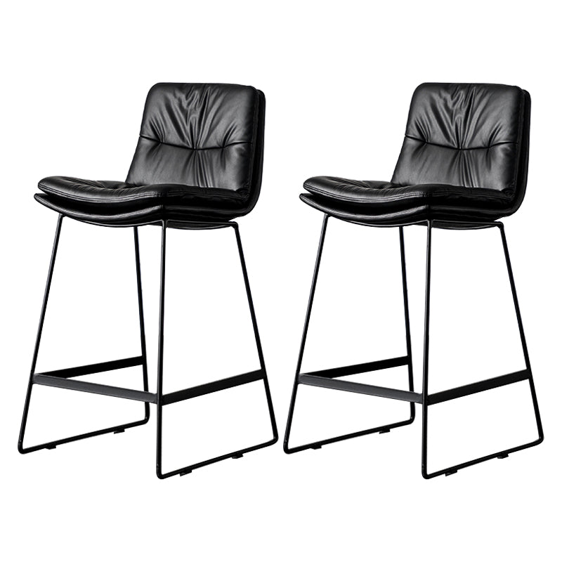Scandinavian Low Back Home Stool Matte Finish Upholstered Barstool Black 2 Piece Set Counter Stool(26"H) Clearhalo 'Bar Furniture' 'Bar Stools' 'bar_stools' 'furn' 'furn_bar_stools' 'Furniture' 'furniture_bar_stools' 'Kitchen & Dining Furniture' 4940657
