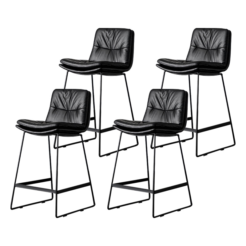Scandinavian Low Back Home Stool Matte Finish Upholstered Barstool Black 4 Piece Set Counter Stool(26"H) Clearhalo 'Bar Furniture' 'Bar Stools' 'bar_stools' 'furn' 'furn_bar_stools' 'Furniture' 'furniture_bar_stools' 'Kitchen & Dining Furniture' 4940658